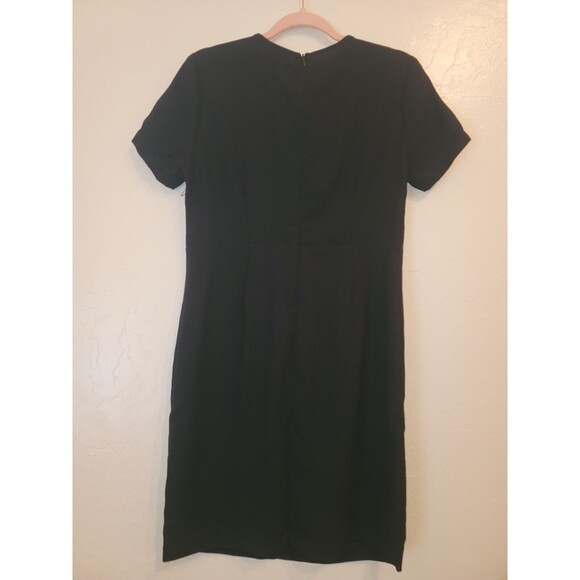 Forever 21 Womens M Black Beaded Collar Short Sleeve Sheath Dress Party Cocktail - Picture 2 of 7